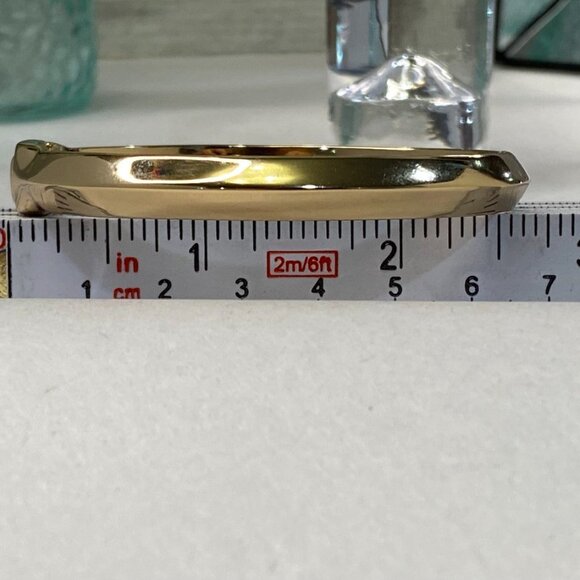 Ettika Polished Gold Hinged Statement Bangle Bracelet Gold Tone - Picture 4 of 11